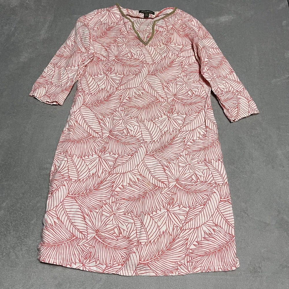 Tommy Bahama Dress Womens Small Palm Leaf Floral Linen‎ Coverup Beach Beaded